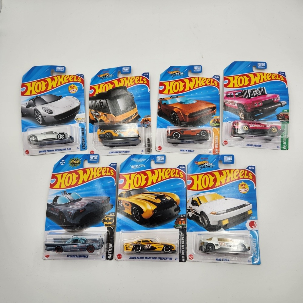 Hot Wheels Cars Lot of 7 Hako Type D Aston Martin Batmobile Gordon Murray New